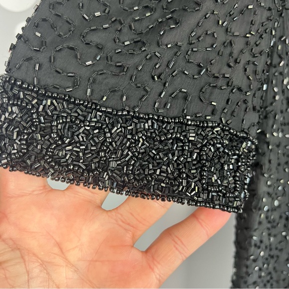 Mark & John By Gopal Vintage Beaded Silk Dress Size L Black - Picture 3 of 9